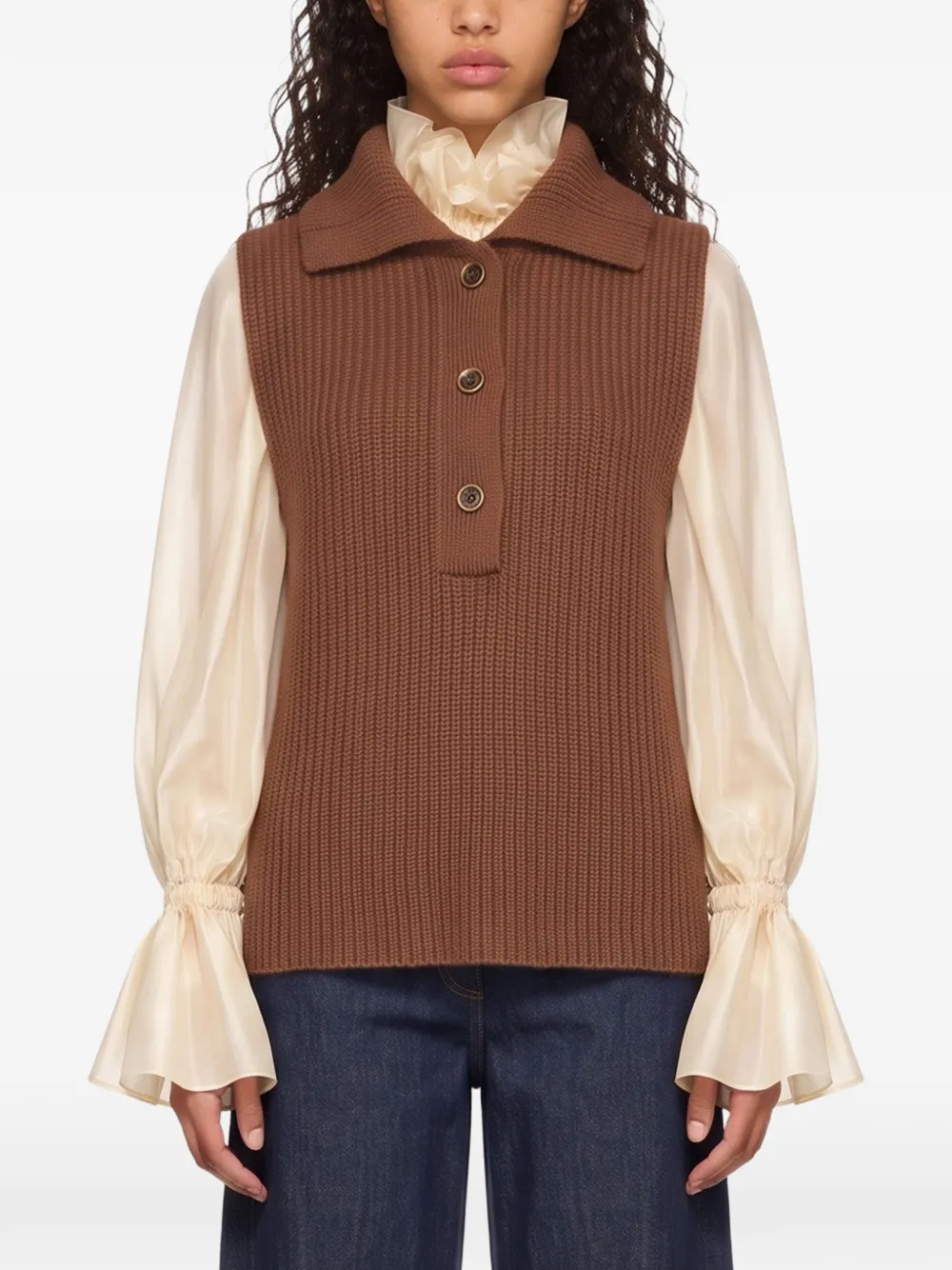 Uma Wang ribbed-knit sleeveless sweater Bruin