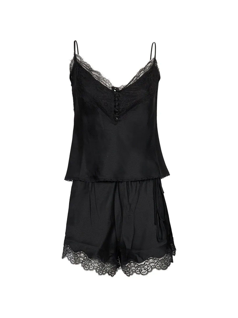 THE ANDAMANE lace-trim pajamas (set of two) Zwart