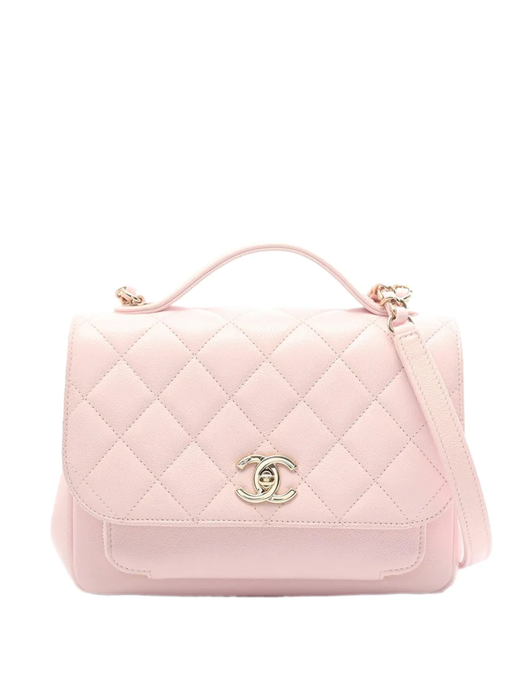 CHANEL Pre-Owned 2021-2026 Mini Quilted Caviar Top Handle Flap satchel - Pink