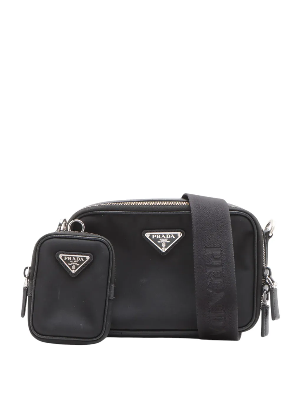 Prada Pre-Owned 2013-2026 Medium Saffiano Trimmed Re Nylon Brique satchel - Black