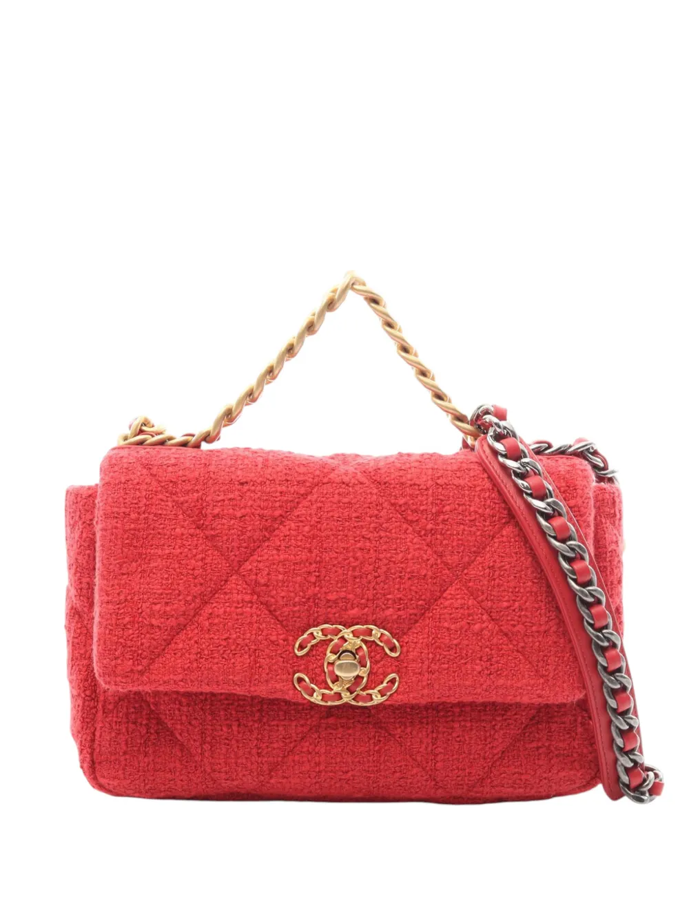 CHANEL Pre-Owned 2021-2026 Medium Tweed 19 Flap satchel - Pink