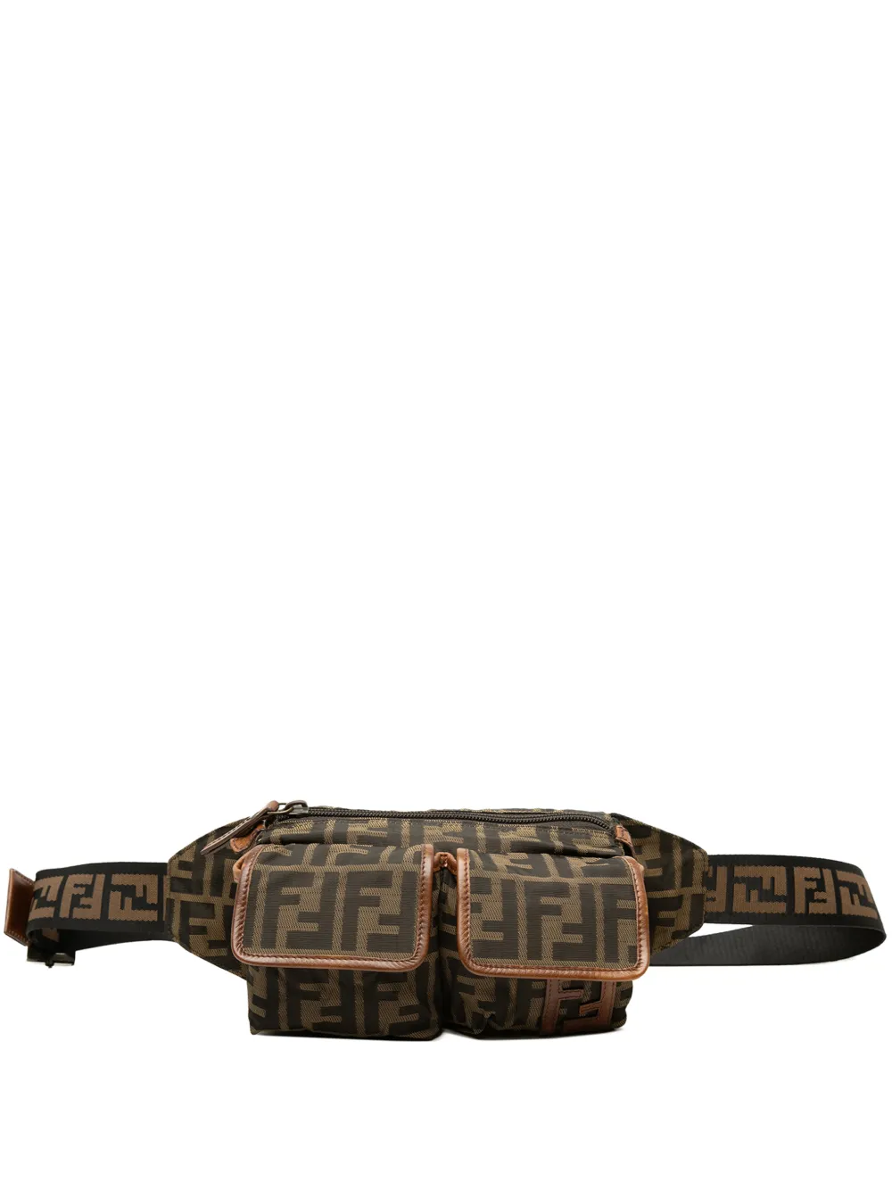 Fendi Pre-Owned 2000-2010 Zucca Canvas Double Pocket belt bag - Braun