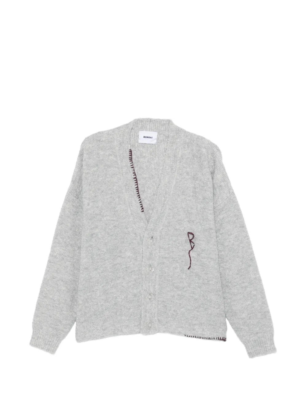 Bonsai embroidered knit cardigan - Grigio