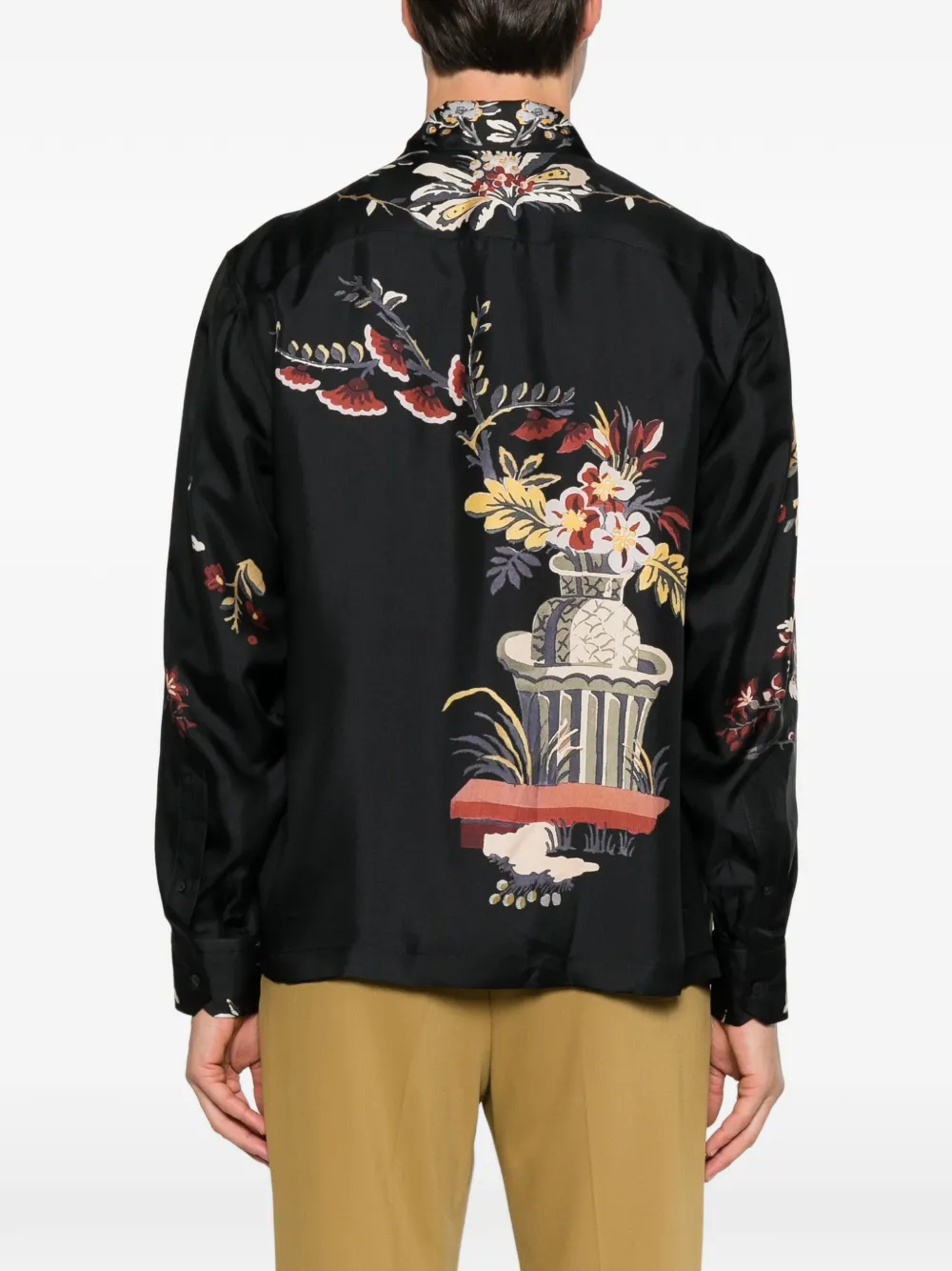 ETRO giraffe-print floral-print shirt Zwart