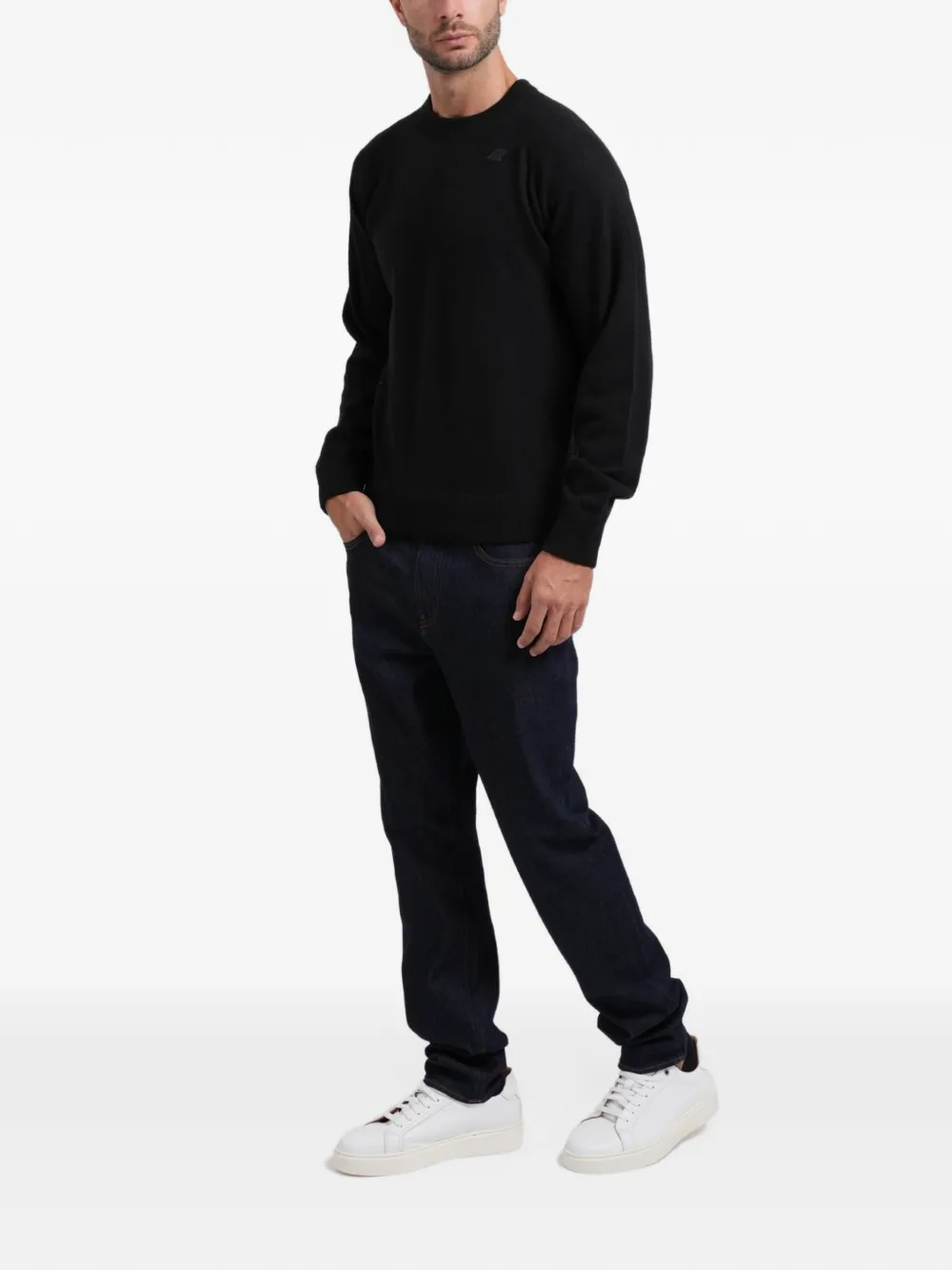 K-Way Trui met logopatch en raglan mouwen Zwart