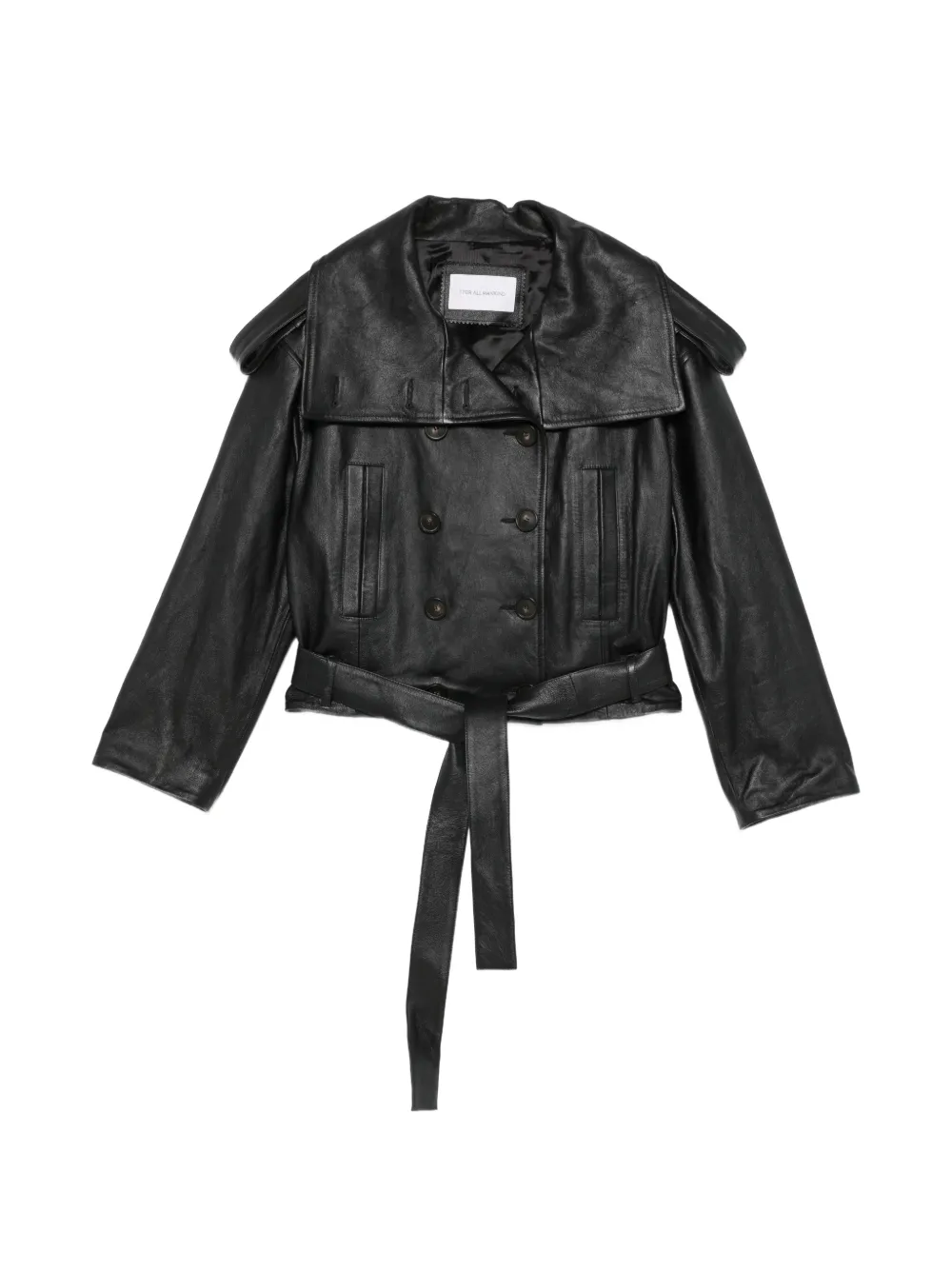 7 For All Mankind double-breasted leather jacket - Schwarz