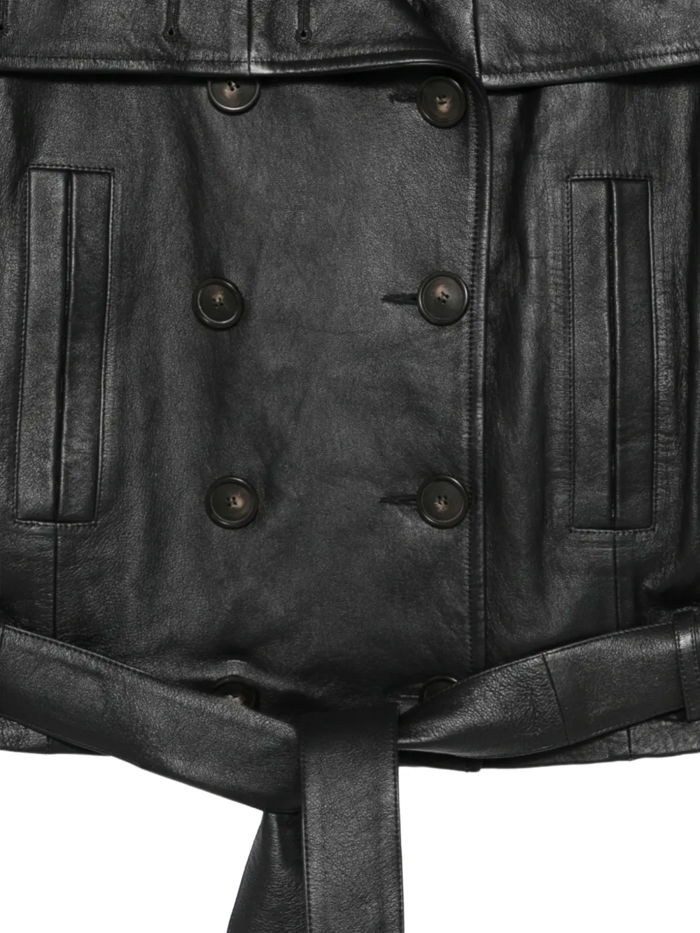 7 For All Mankind Leren jack met dubbele rij knopen Zwart