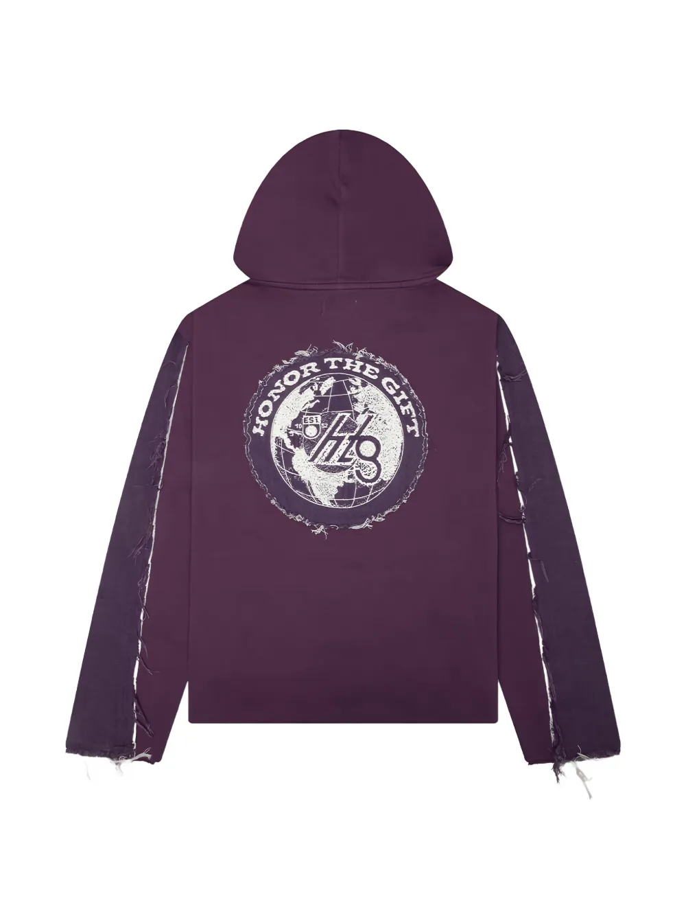 Honor The Gift denim-panel distressed hoodie Paars