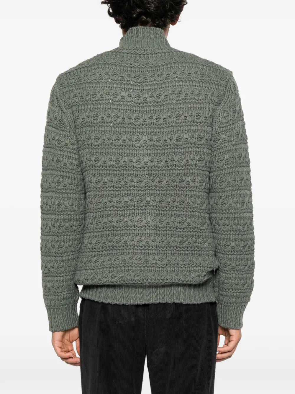 Canali cable-knit zip-up cardigan Groen