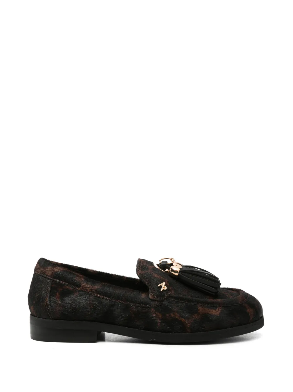 APEPAZZA tassel-detail leopard-print loafers - Schwarz