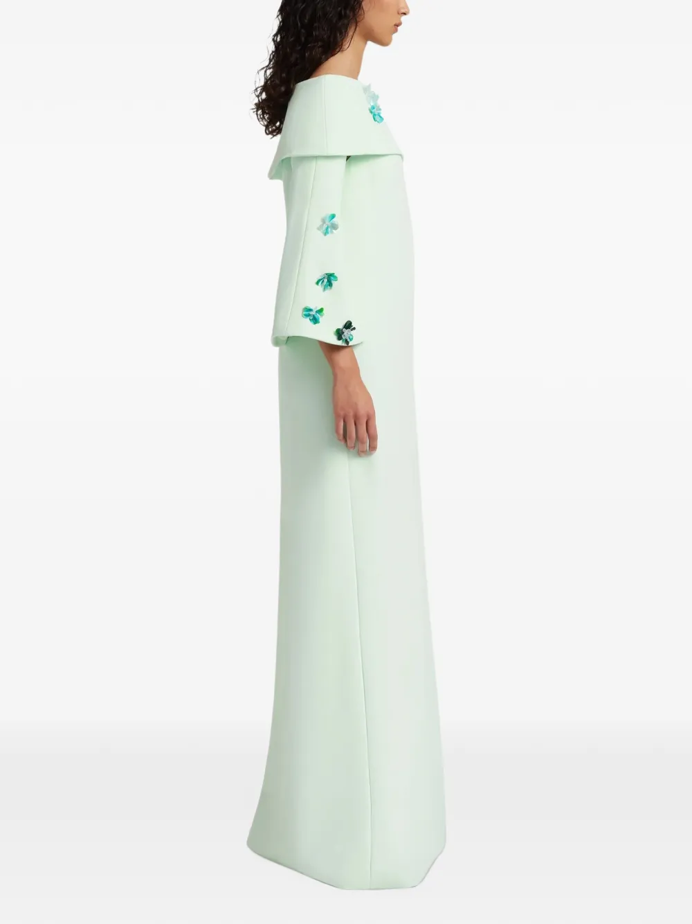 Safiyaa Cielle off-shoulder maxi-jurk verfraaid met bloemen Groen