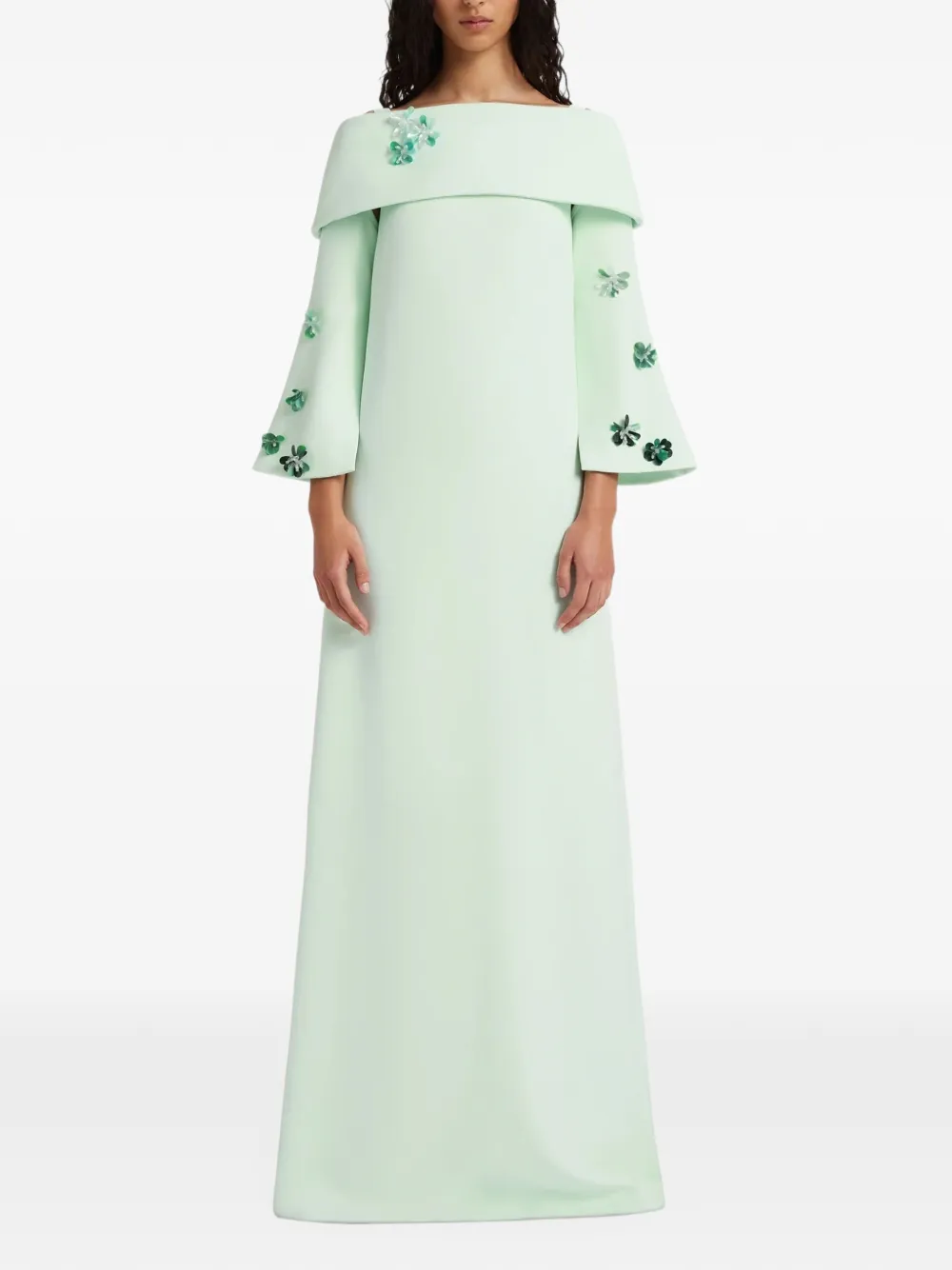 Safiyaa Cielle off-shoulder maxi-jurk verfraaid met bloemen Groen