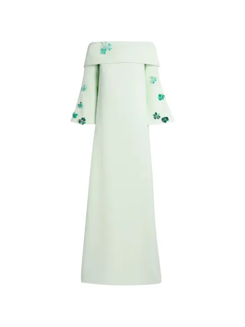 Safiyaa Cielle floral-embellished off-shoulder maxi dress