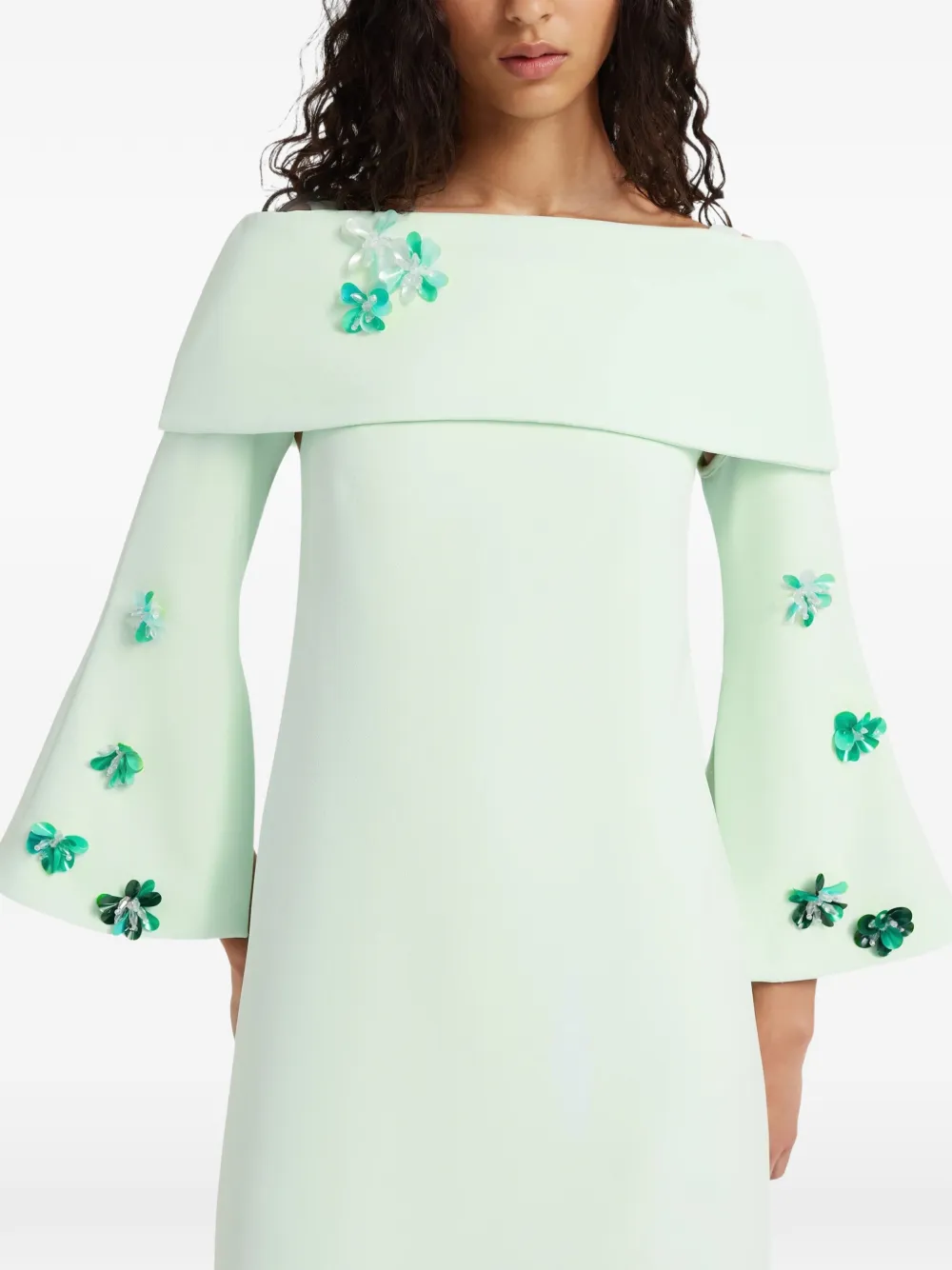 Safiyaa Cielle off-shoulder maxi-jurk verfraaid met bloemen Groen