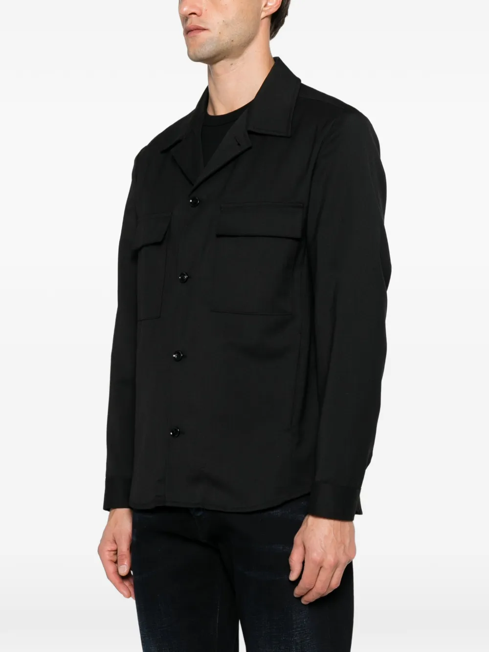 Briglia 1949 flap-pocket shirt jacket Zwart