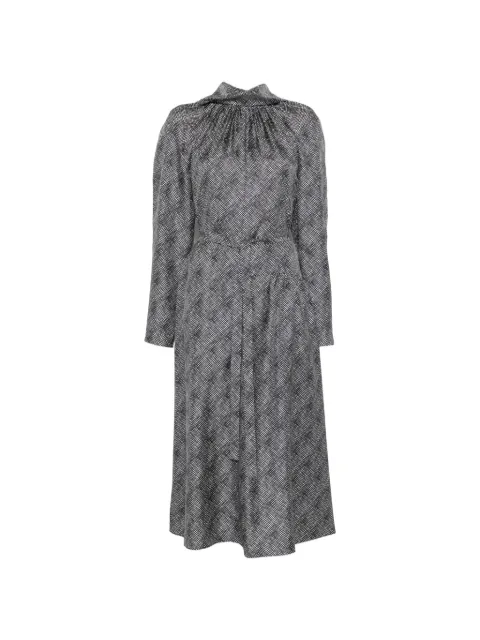 Lutz Huelle check-print puff-sleeve dress
