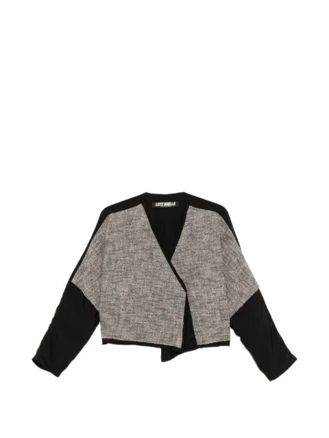 Lutz Huelle tweed-panelled wrap-style top