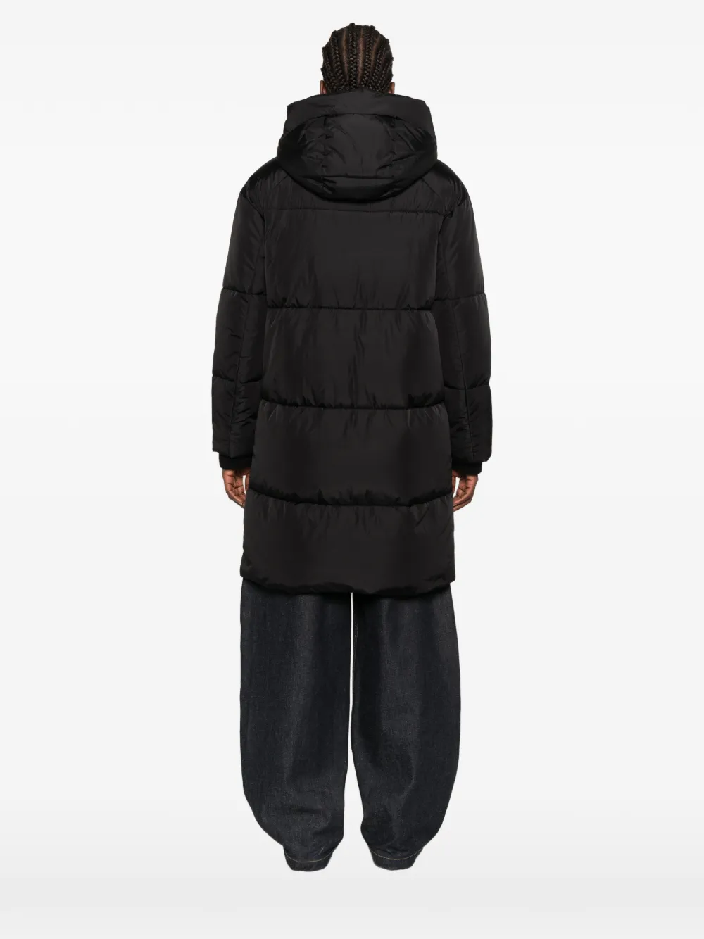 BOSS hooded quilted jacket Zwart