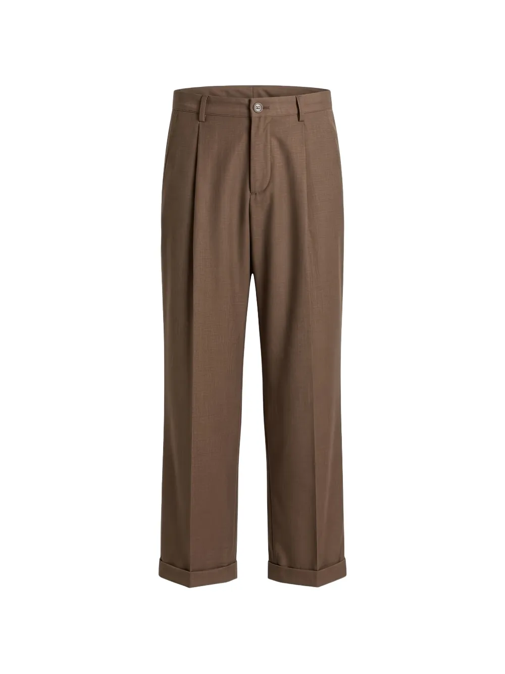Mood Pleated Turn-up Trousers In Brown