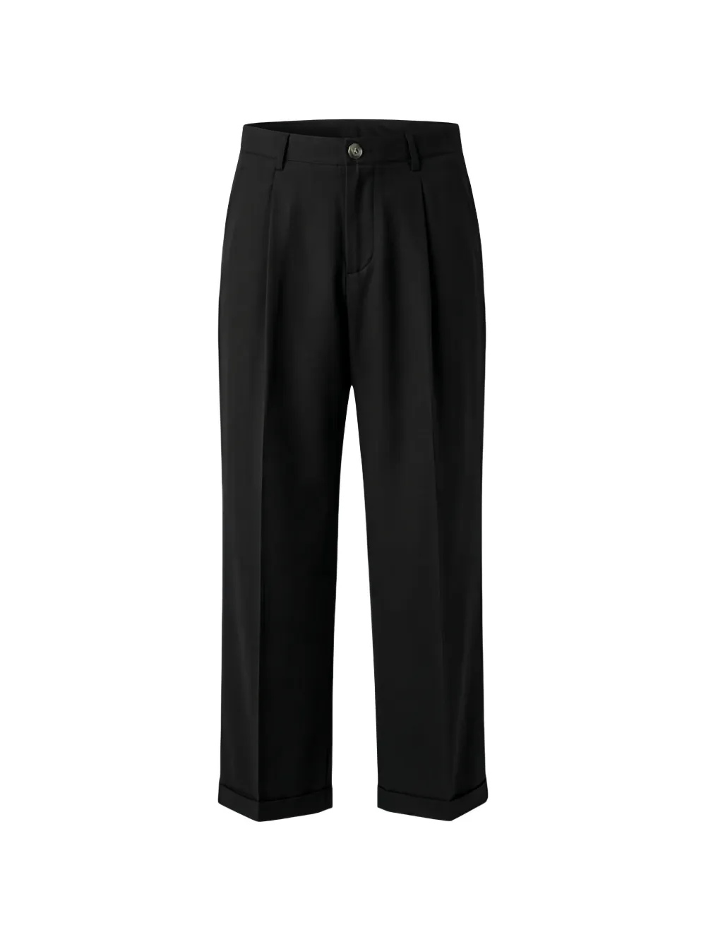 Mood Pleated Turn-up Trousers In Black