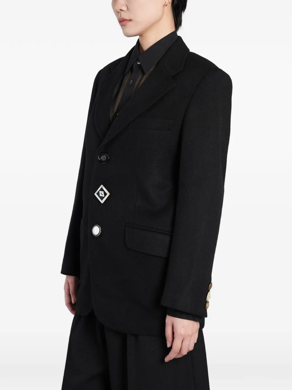 Junya Watanabe mismatched-button jacket Zwart
