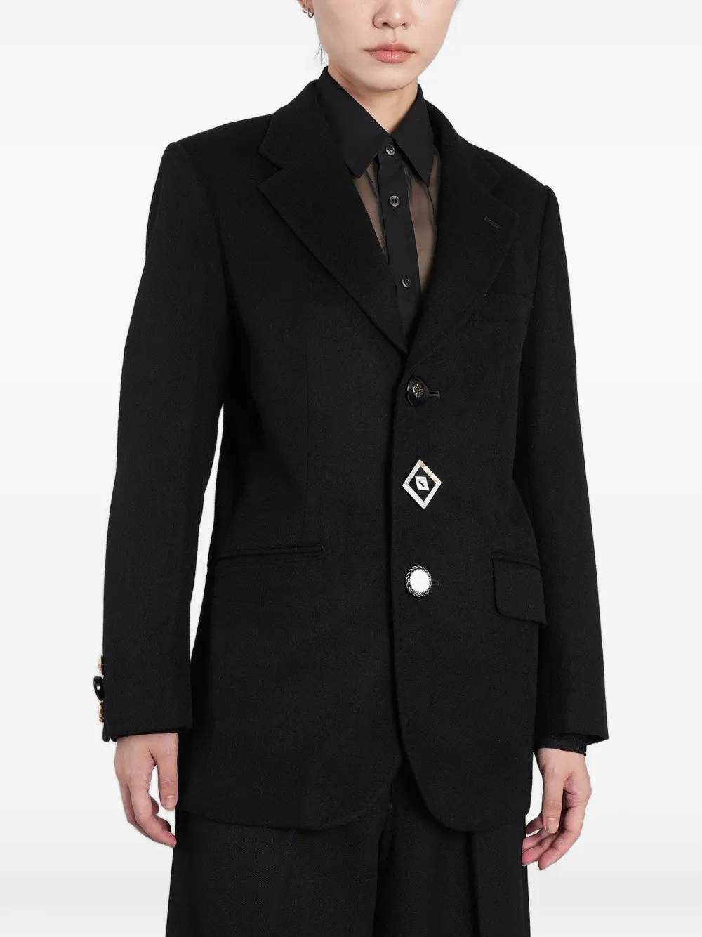 Junya Watanabe mismatched-button jacket - Schwarz