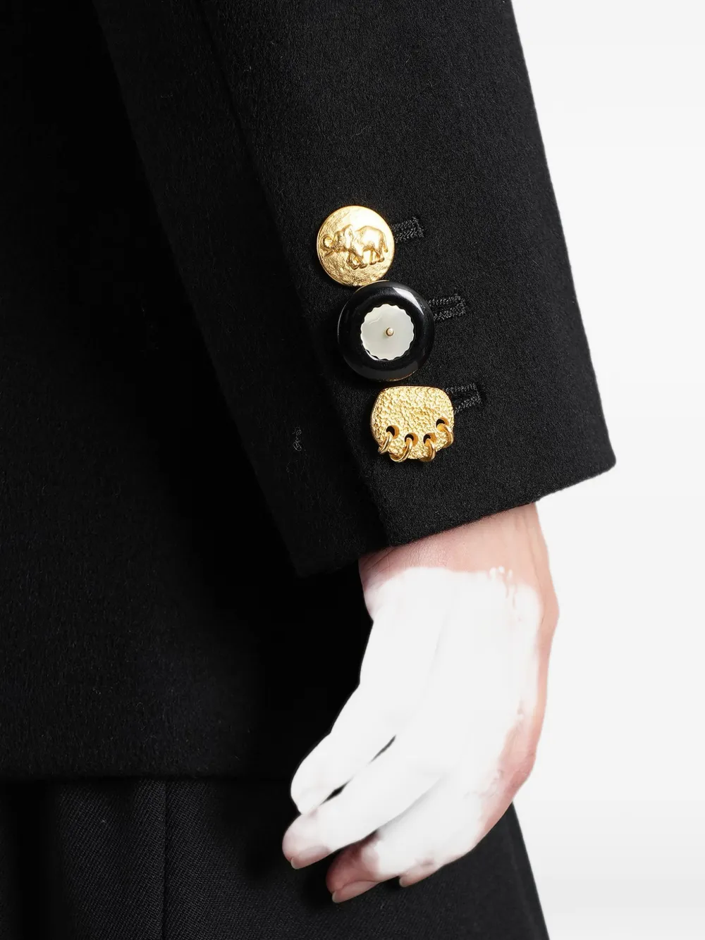 Junya Watanabe mismatched-button jacket Zwart