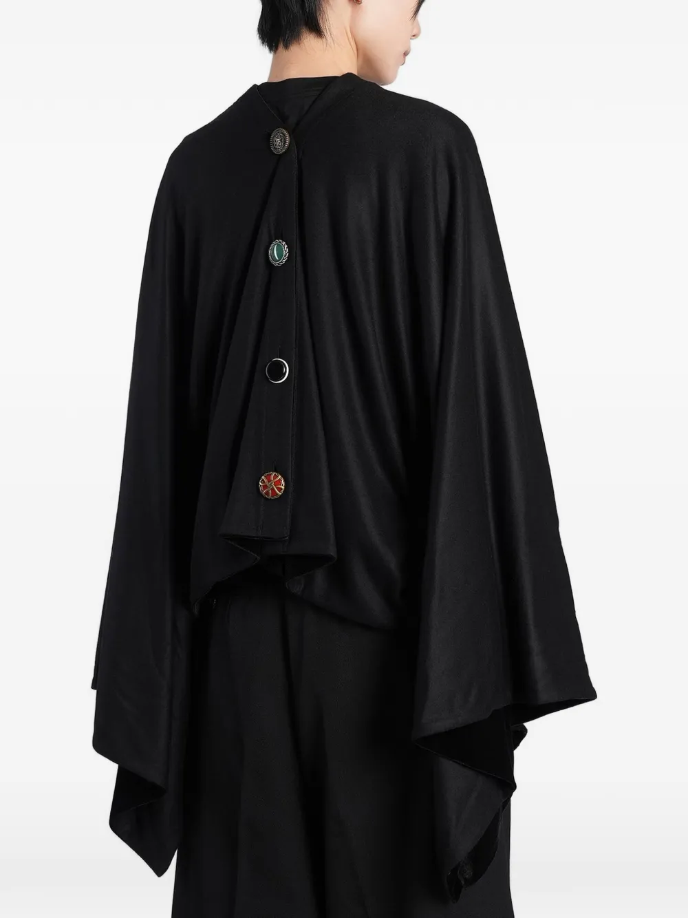 Junya Watanabe button-up cape-style cardigan Zwart