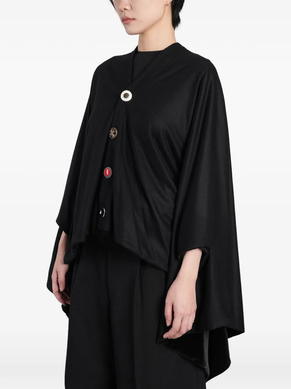 Junya Watanabe button-up cape-style cardigan Zwart