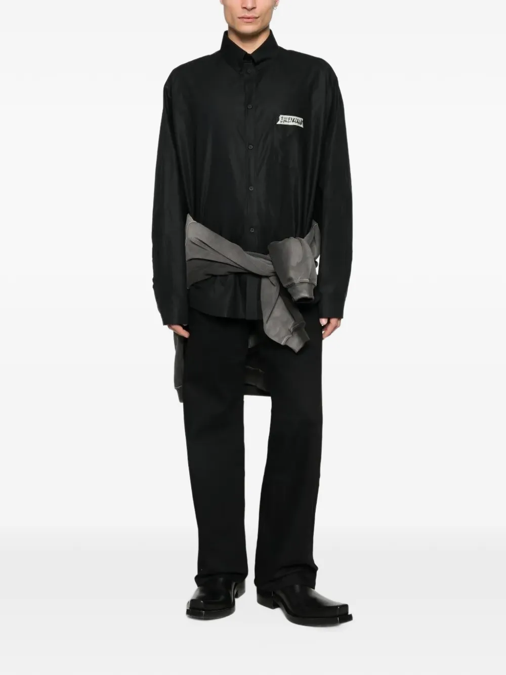Balenciaga Curved Knee pants in black Zwart