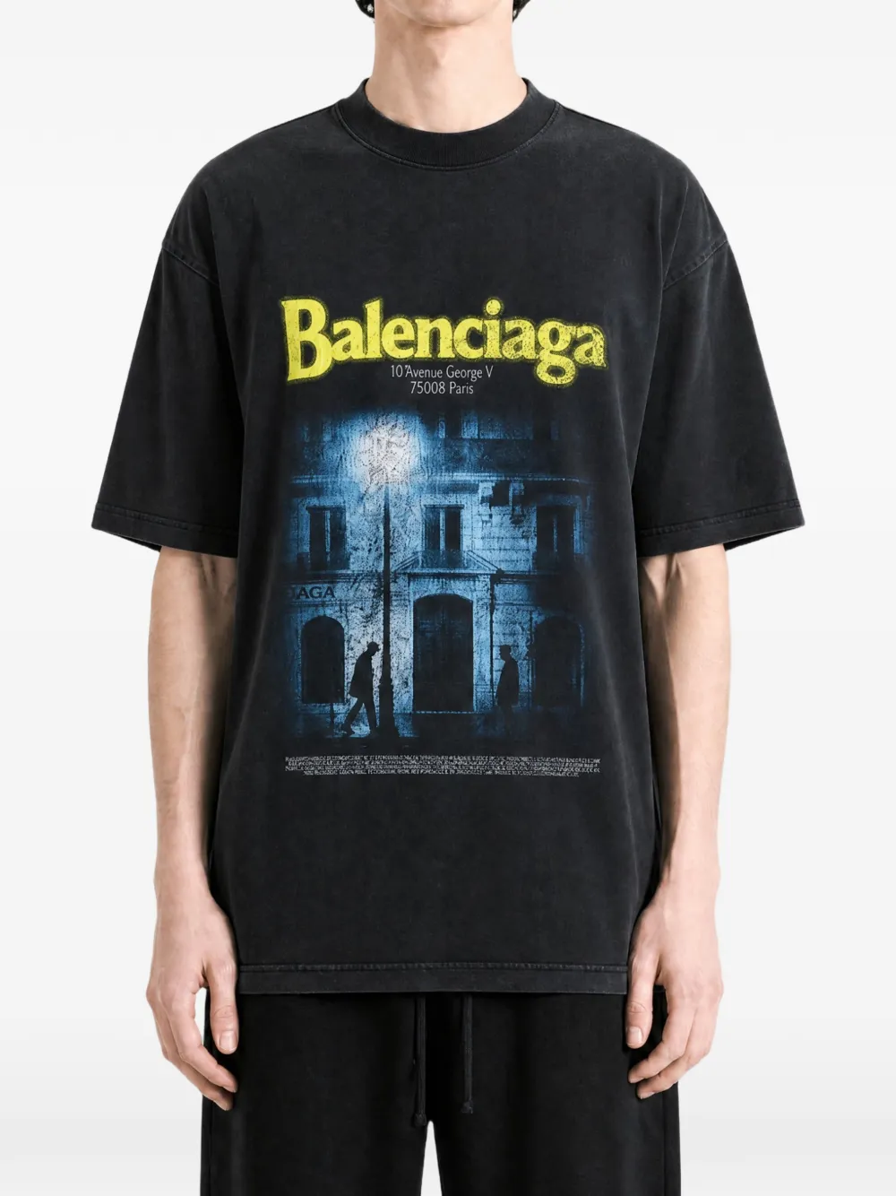 Balenciaga the Address medium-fit T-shirt in washed black - Nero
