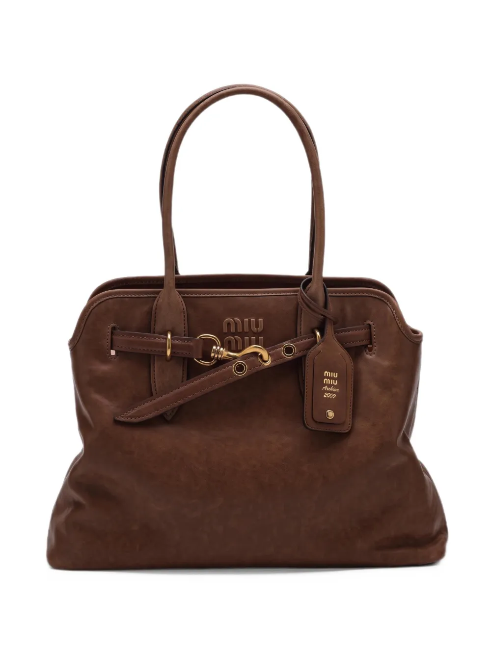 Miu Miu Aventure nappa leather bag - Marrone