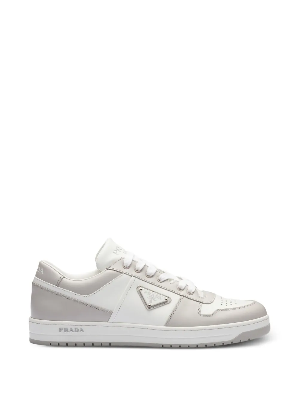 Prada Downtown leather panelled sneakers - Bianco