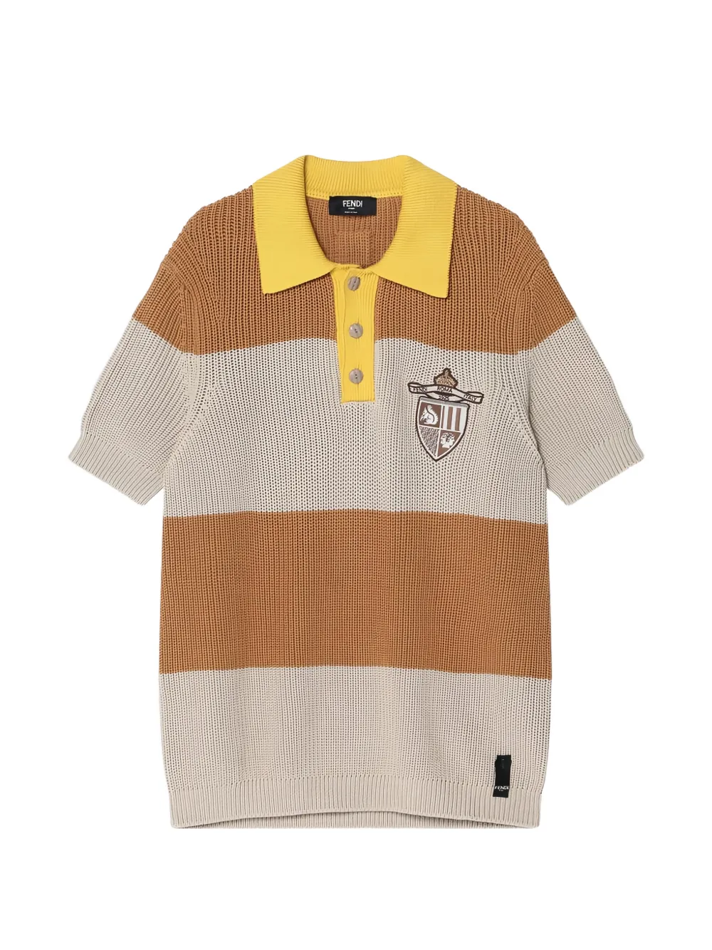 FENDI striped cotton polo shirt - Grigio