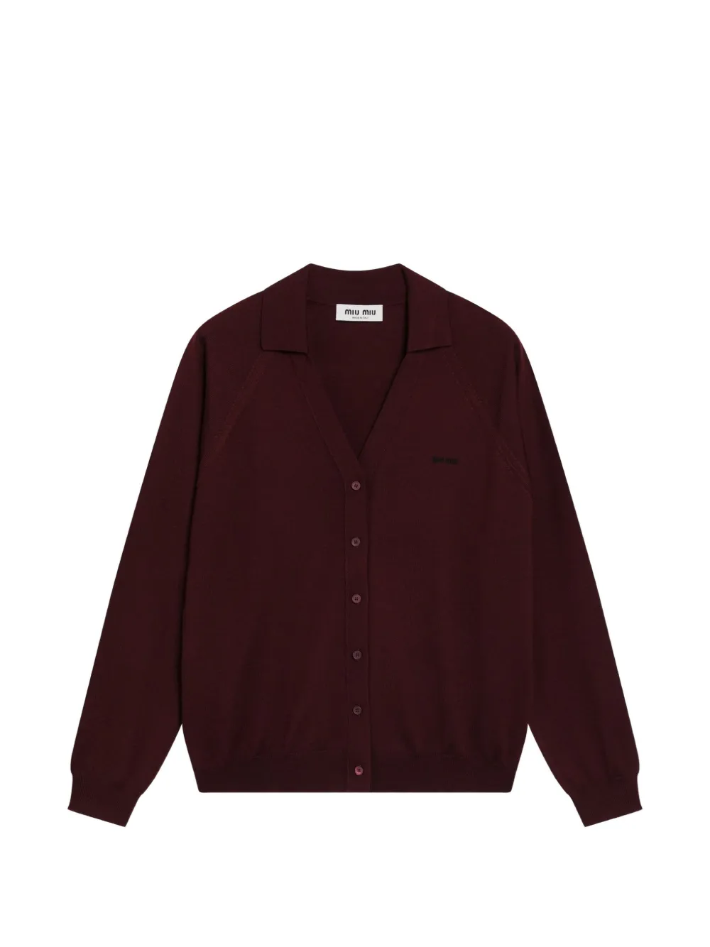 Miu Miu intarsia-logo wool cardigan - Rosso