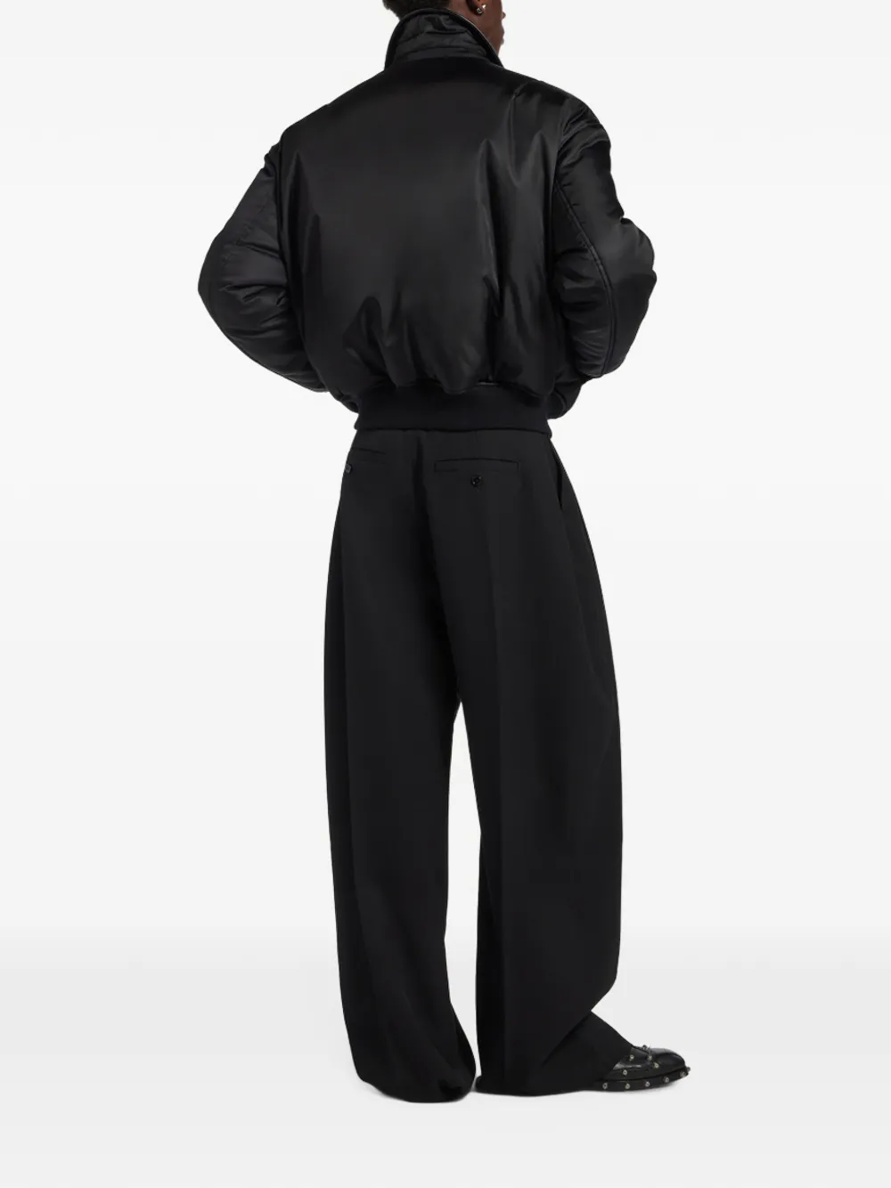 Balenciaga Cocoon bomberjack met leren kraag Zwart