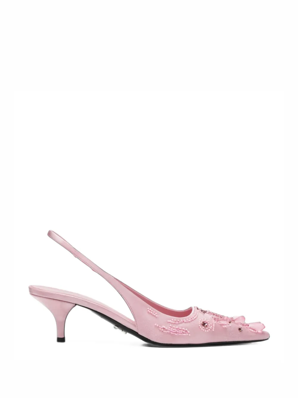 Prada embroidered-satin slingback pumps - Rose