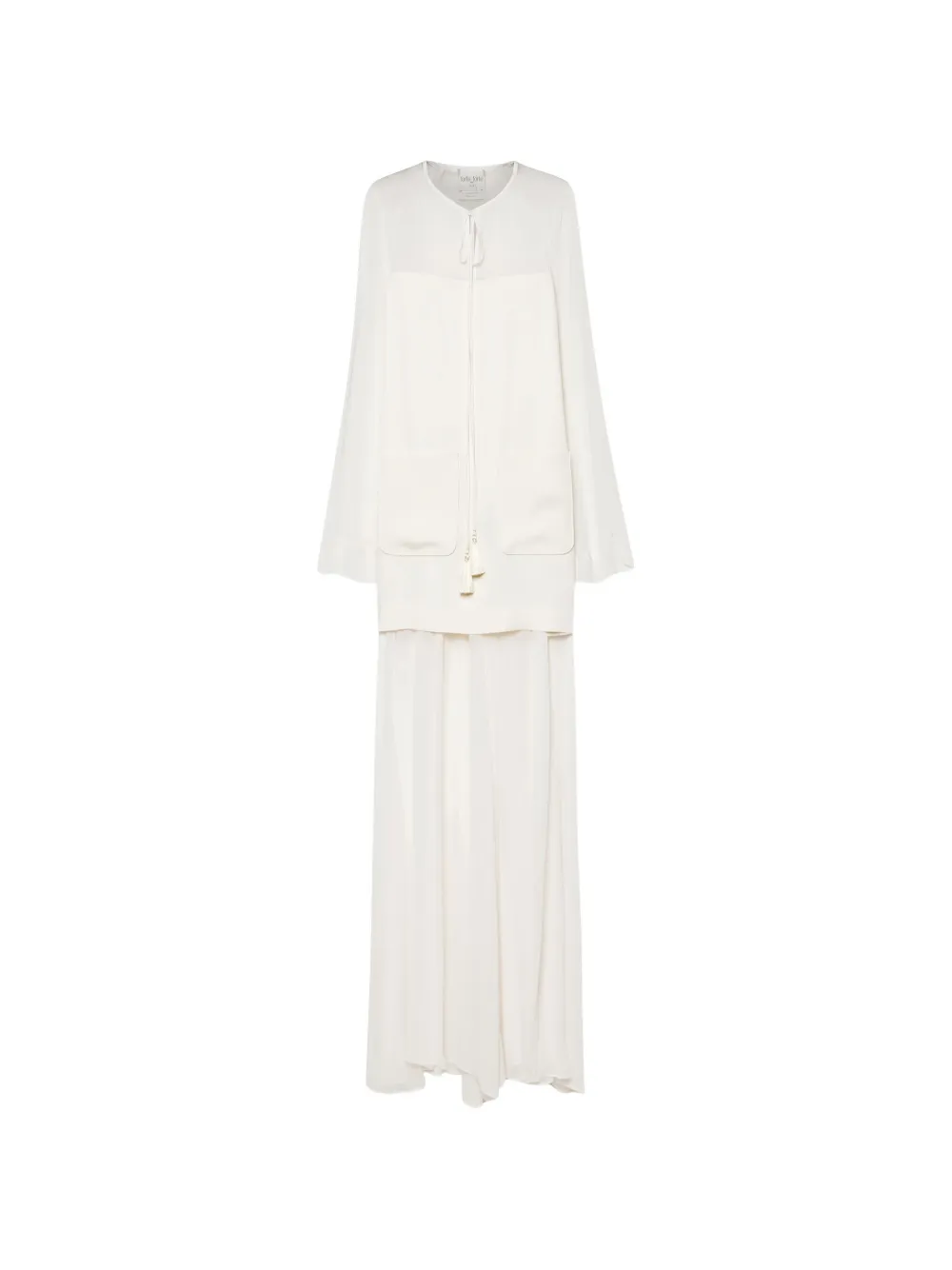 Forte tassel-detail long-sleeve maxi dress Beige