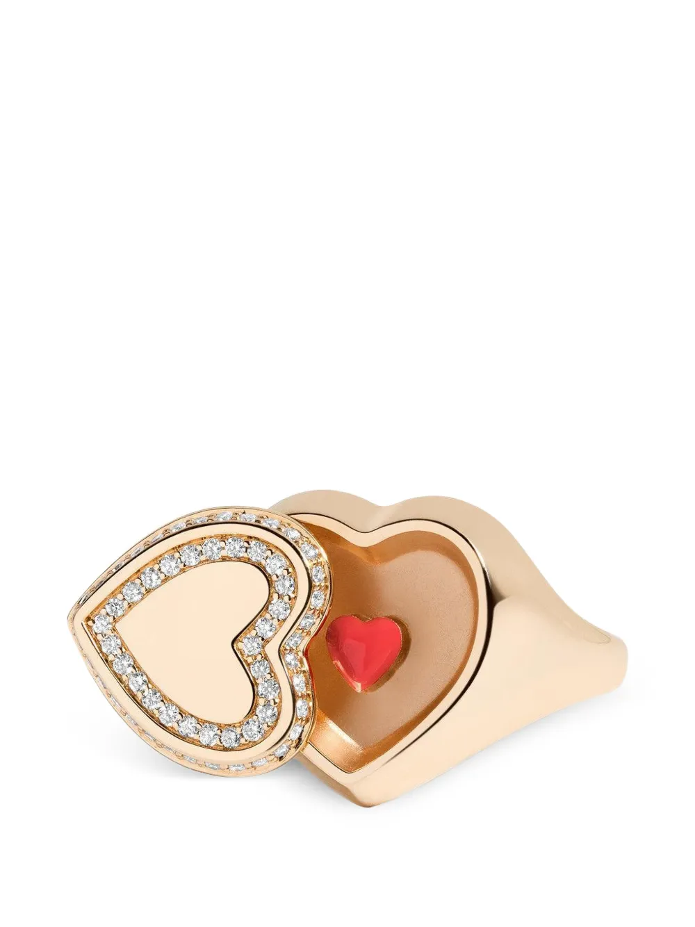 MINED+FOUND Open Heart locket signet ring - Oro