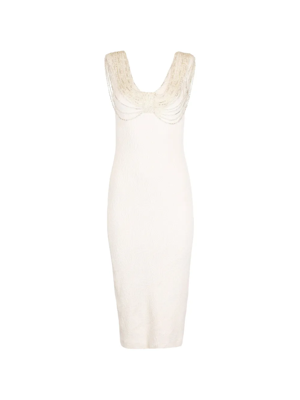 PatBO Isadora bead-embellished midi dress Wit