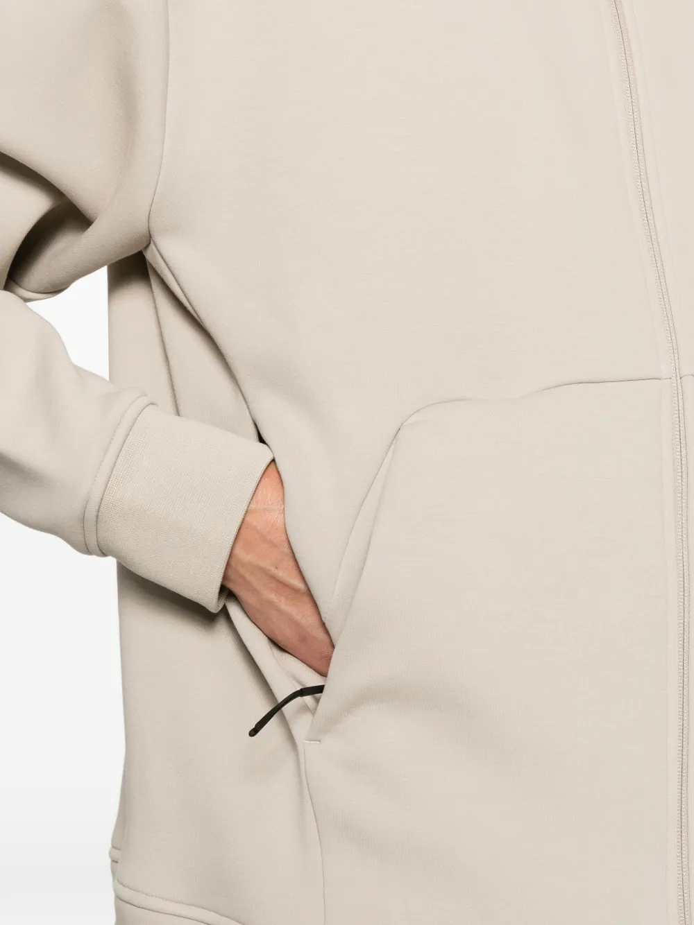 BOSS zip-up logo-print hoodie Beige