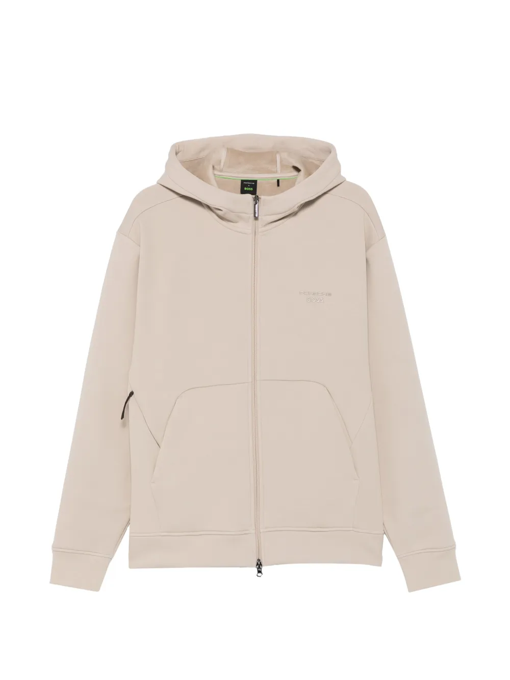 BOSS zip-up logo-print hoodie - Nude