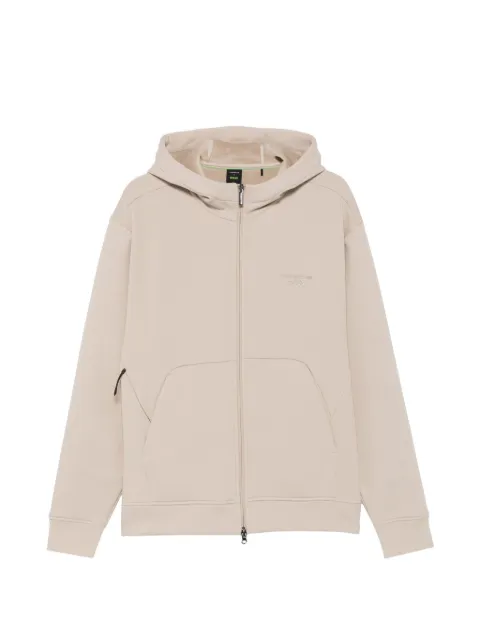 BOSS hoodie con logo estampado y cierre