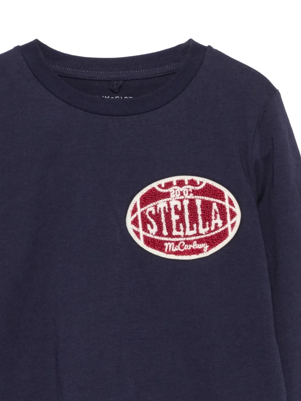 Stella McCartney Kids logo-patch long-sleeve T-shirt Blauw