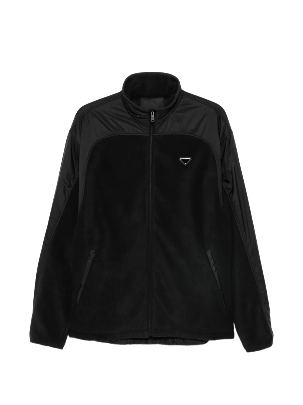 Prada logo-plaque panelled jacket - Schwarz