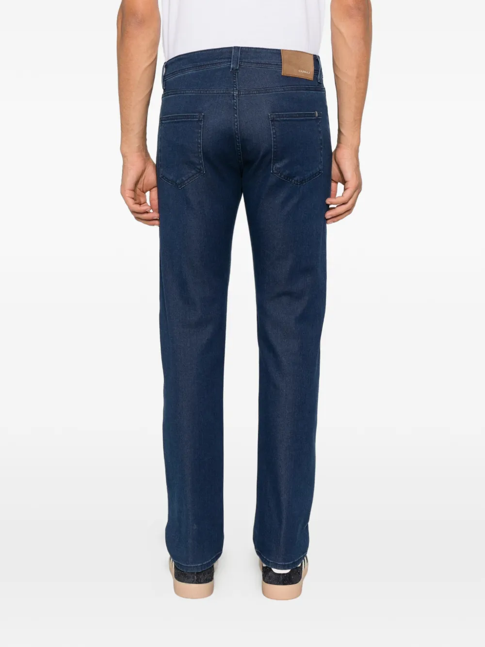 Canali logo-patch straight-leg jeans Blauw