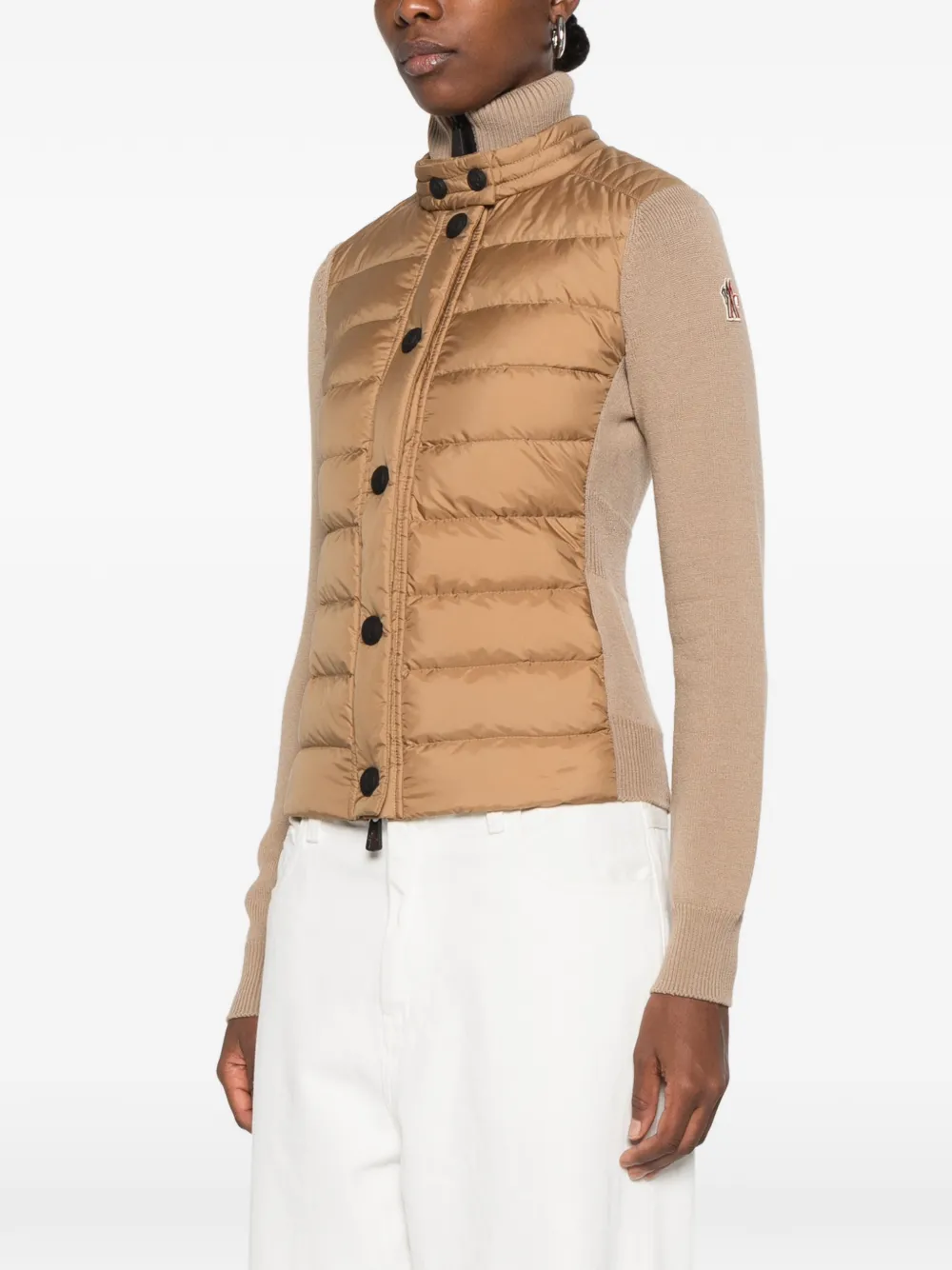 Moncler Grenoble quilted-panel high-neck jacket Beige