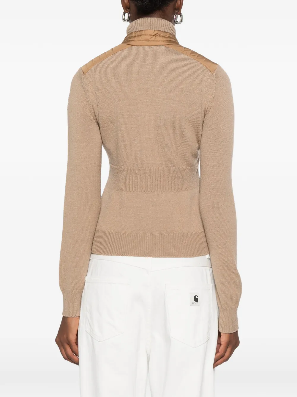 Moncler Grenoble quilted-panel high-neck jacket Beige