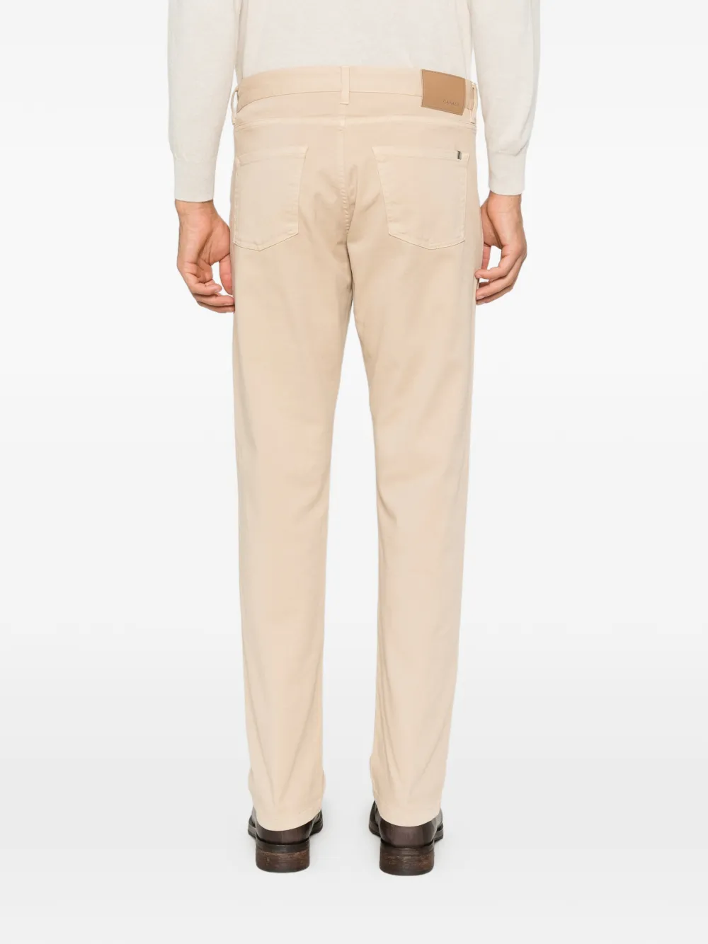 Canali logo-patch straight-leg jeans Beige