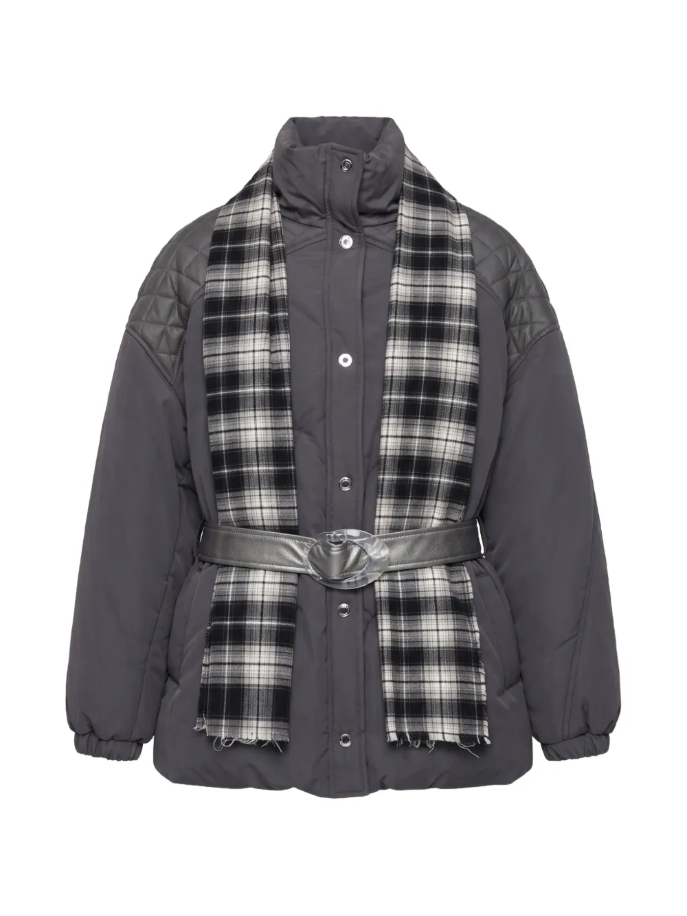 MARBELL Amy check-scarf jacket - Grau